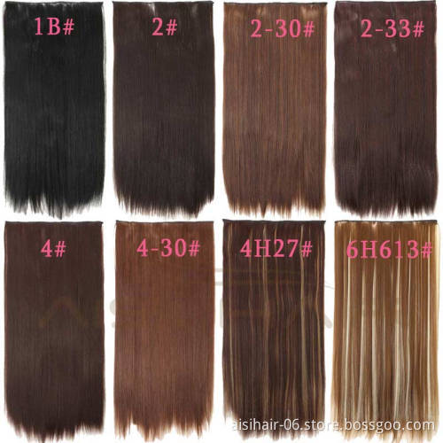 Aisi Hair Synthetic Long Straight Hair Pieces For Women 5 Clips in Hair Extension